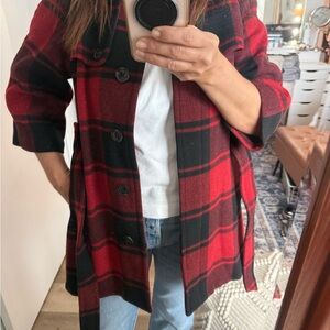 Gap Red and Black Plaid Coat